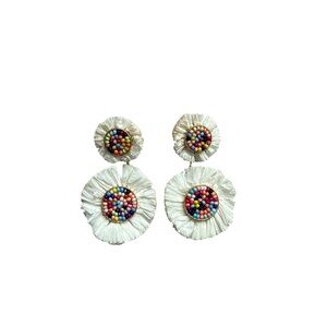 Pilcro Multicolor Beaded White Earrings